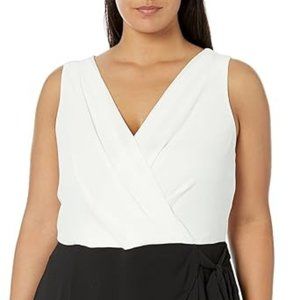 London Times womens Sleeveless Wrap Look Jumpsuit With Front Leg Slit Openings
